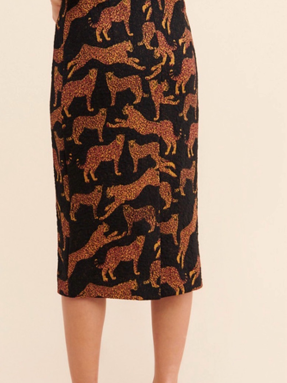 Corey Lynn Calter Black Pencil Skirt with Brown Leopard Motif.. NWOT